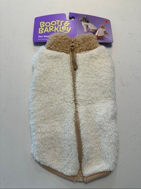 Boots & Barkley Cream and Tan Sherpa Pet Vest-small